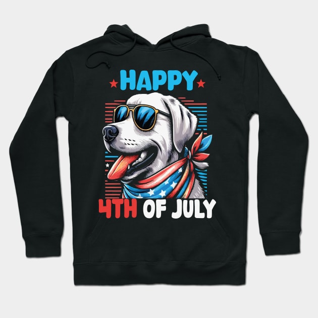 Happy 4th of July Patriotic American Labrador Retriever Cute Hoodie by JUST PINK